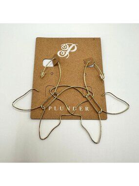 Plunder Design Gold Butterfly Earrings Lightweight Statement Jewelry NIB Wire